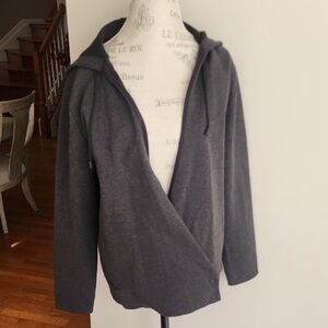 PUMA BY HUSSEIN CHALAYAN NWOT CHARCOAL V NECK WRAP SNAP HOODY